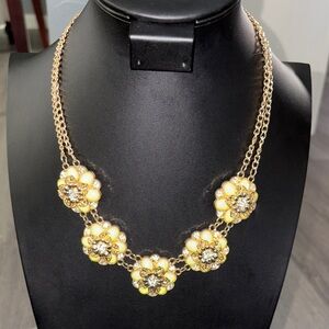 Macy's INC Gold Floral Cluster Necklace with Yellow Accents